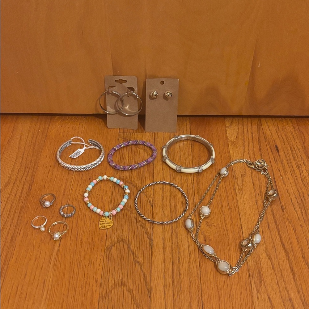 Assorted Jewelry Lot with Silver and Gold Tones